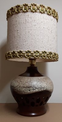 Vintage Table Lamp with Brown Ceramic Base, 1970s-HOI-1402797