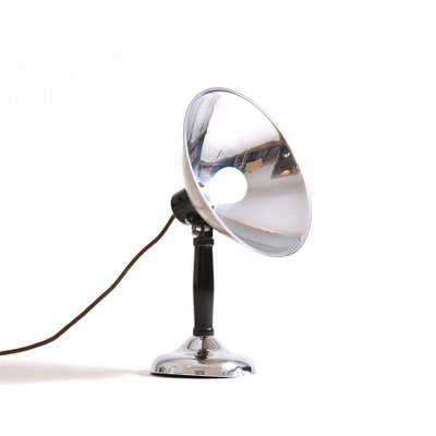 Vintage Table Lamp with Chrome Shield, Czechoslovakia, 1920s-UL-745849