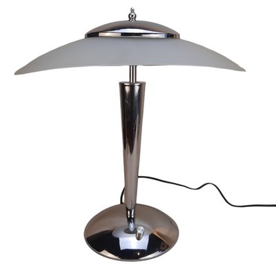 Vintage Table Lamp with Glass Shade and Chrome Structure-TCS-1142150