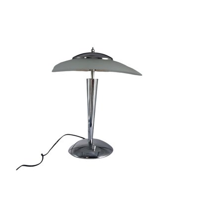 Vintage Table Lamp with Glass Shade and Chrome Structure-TCS-1142150