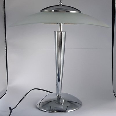 Vintage Table Lamp with Glass Shade and Chrome Structure-TCS-1142150