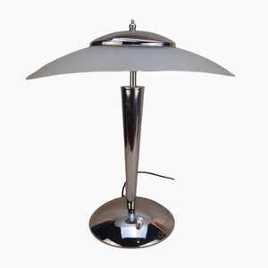 Vintage Table Lamp with Glass Shade and Chrome Structure-TCS-1142150