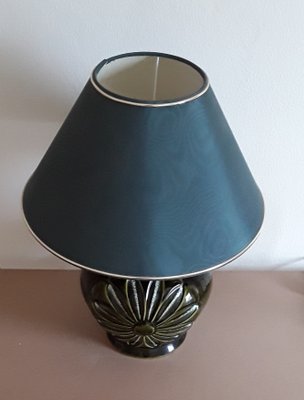 Vintage Table Lamp with Green Glazed Ceramic Base, 1970s-HOI-1399158