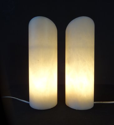 Vintage Table Lamps in Marbled Alabaster, 1970s, Set of 2-FPY-1801054