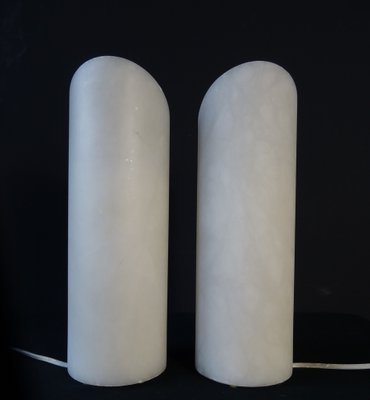 Vintage Table Lamps in Marbled Alabaster, 1970s, Set of 2-FPY-1801054