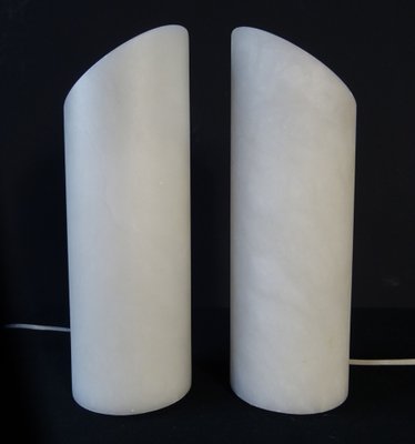 Vintage Table Lamps in Marbled Alabaster, 1970s, Set of 2-FPY-1801054