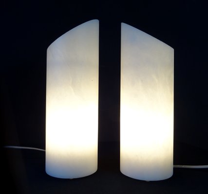 Vintage Table Lamps in Marbled Alabaster, 1970s, Set of 2-FPY-1801054