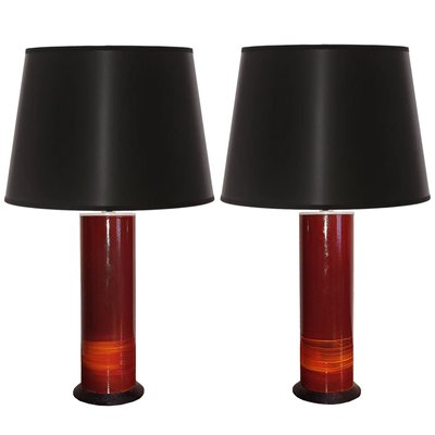 Vintage Table Lamps in Red Enamel, Italy, 1970s, Set of 2-YGE-1090139