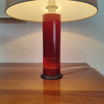 Vintage Table Lamps in Red Enamel, Italy, 1970s, Set of 2-YGE-1090139