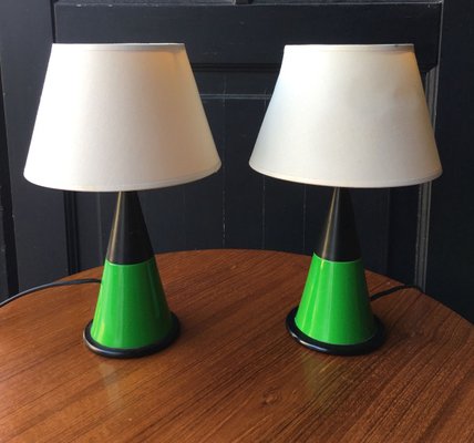 Vintage Table Lamps with Green Conical Shapes from Zonca, Set of 2-GGK-784534