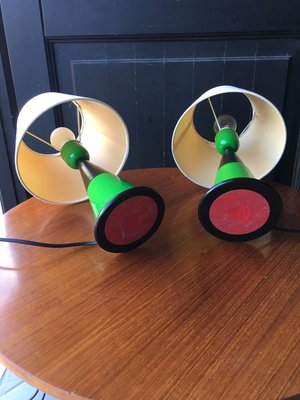 Vintage Table Lamps with Green Conical Shapes from Zonca, Set of 2-GGK-784534