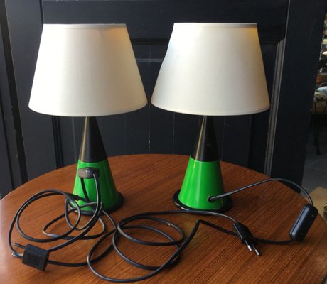 Vintage Table Lamps with Green Conical Shapes from Zonca, Set of 2-GGK-784534