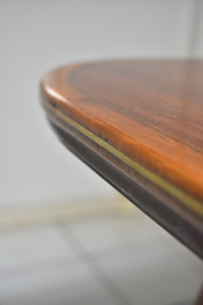 Vintage Table with Brass Feet and Edging, 1950s