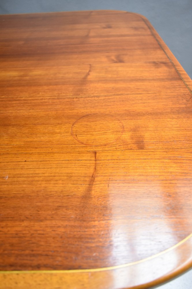 Vintage Table with Brass Feet and Edging, 1950s