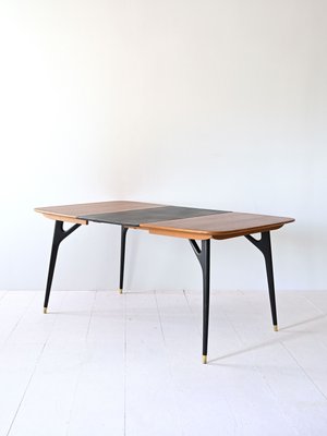 Vintage Table with Extension and Black Details, 1960s-QWP-2035433