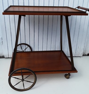 Vintage Teak and Brass Tea Trolley, 1960s-HOI-712616