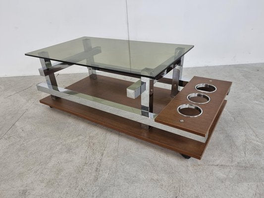 Vintage Teak and Chrome Coffee Table, 1960s-IRH-1342909