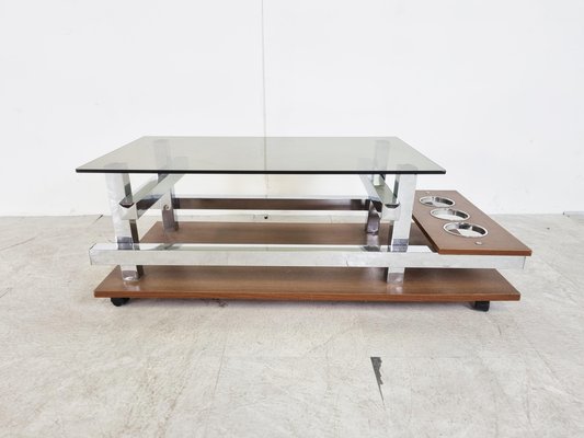 Vintage Teak and Chrome Coffee Table, 1960s-IRH-1342909