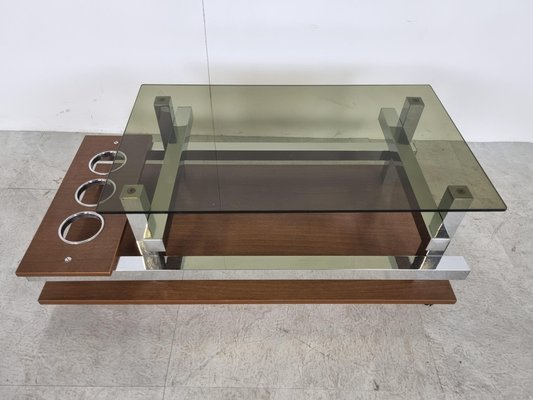 Vintage Teak and Chrome Coffee Table, 1960s-IRH-1342909