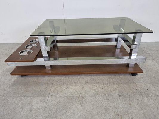 Vintage Teak and Chrome Coffee Table, 1960s-IRH-1342909