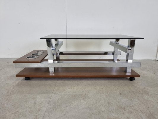 Vintage Teak and Chrome Coffee Table, 1960s-IRH-1342909