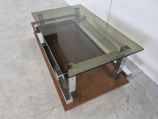 Vintage Teak and Chrome Coffee Table, 1960s-IRH-1342909