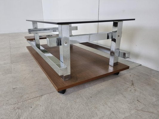 Vintage Teak and Chrome Coffee Table, 1960s-IRH-1342909