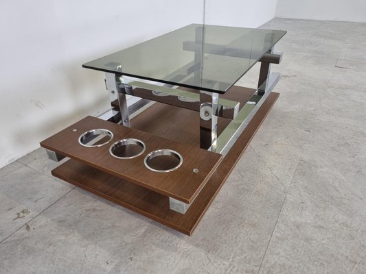 Vintage Teak and Chrome Coffee Table, 1960s-IRH-1342909