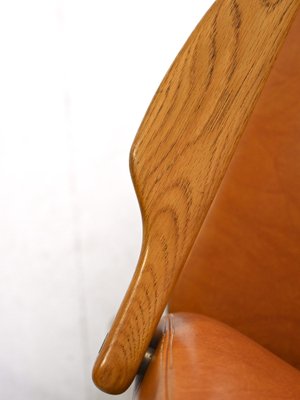 Vintage Teak and Leather Armchairs, 1950s, Set of 2-QWP-1420755