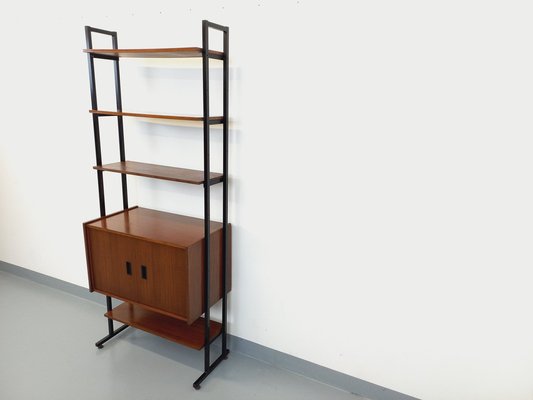 Vintage Teak and Metal Shelving Unit, 1960s-AHO-1811799