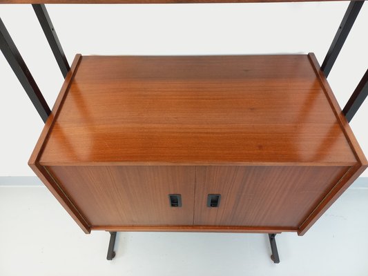 Vintage Teak and Metal Shelving Unit, 1960s-AHO-1811799