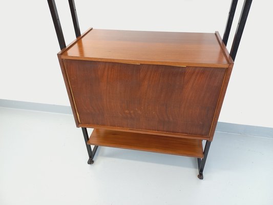 Vintage Teak and Metal Shelving Unit, 1960s-AHO-1811799