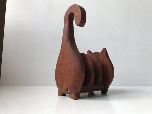 Vintage Teak Cat Napkin Holder, 1970s-LCR-924480