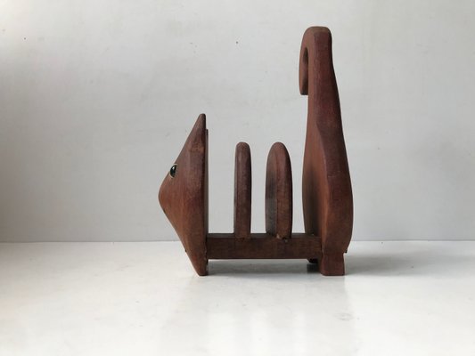 Vintage Teak Cat Napkin Holder, 1970s-LCR-924480