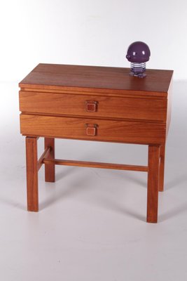 Vintage Teak Chest of Drawers with Leather Handles by Fröseke Nybrofabrik, 1970s-EZZ-1143680