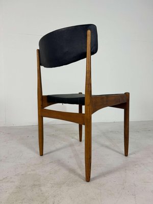 Vintage Teak Dining Chairs in Black Skai Fabric, Set of 6-GNW-1759964