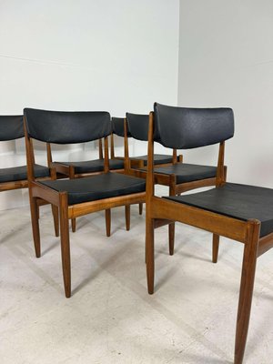 Vintage Teak Dining Chairs in Black Skai Fabric, Set of 6-GNW-1759964