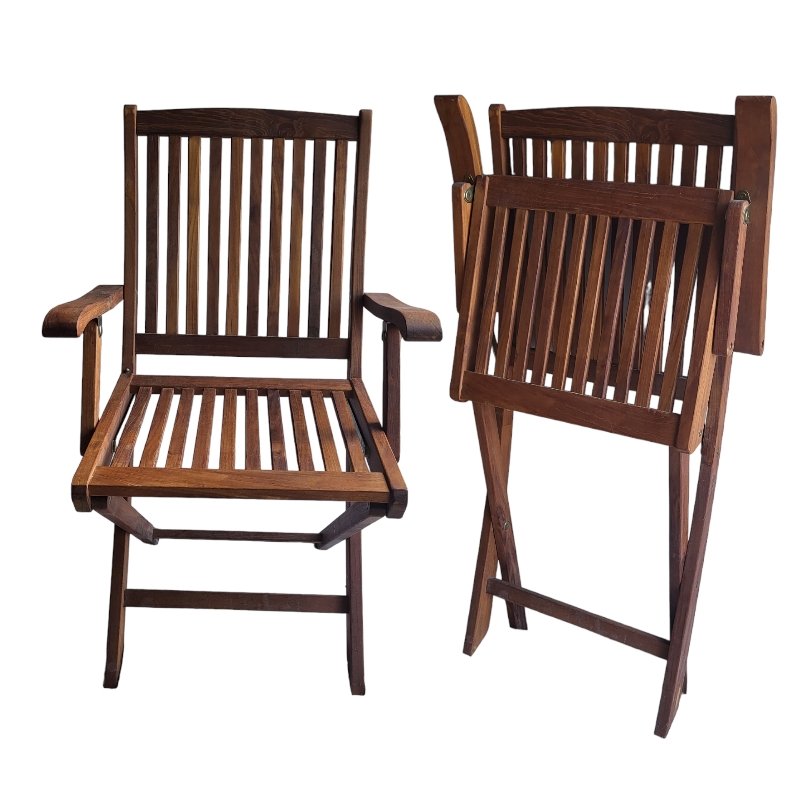 Vintage Teak Foldable Chairs, Set of 2