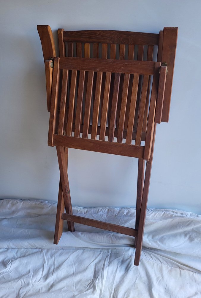 Vintage Teak Foldable Chairs, Set of 2