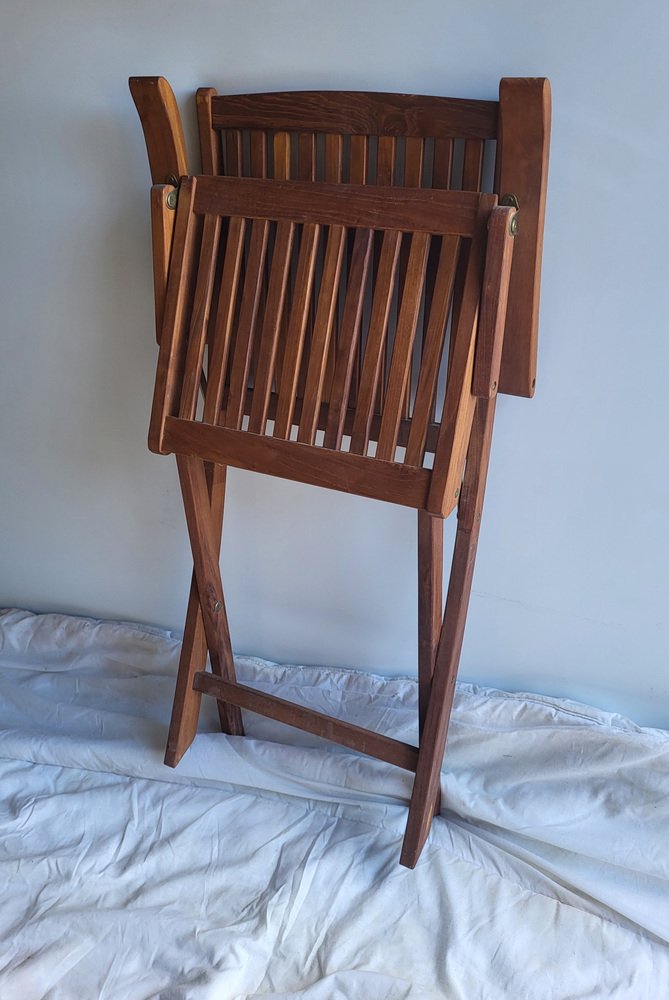 Vintage Teak Foldable Chairs, Set of 2