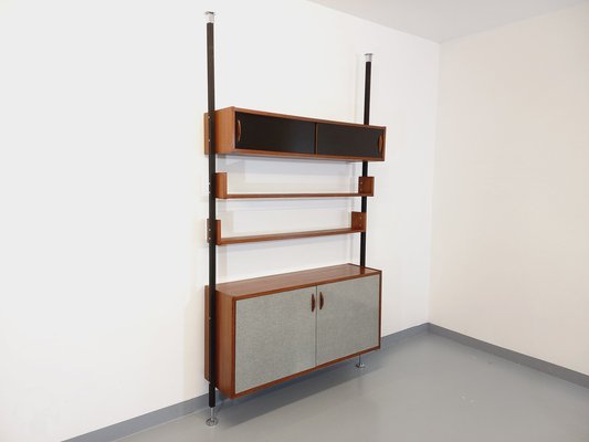 Vintage Teak, Metal and Melamine Shelving Library, 1960s-AHO-1737047