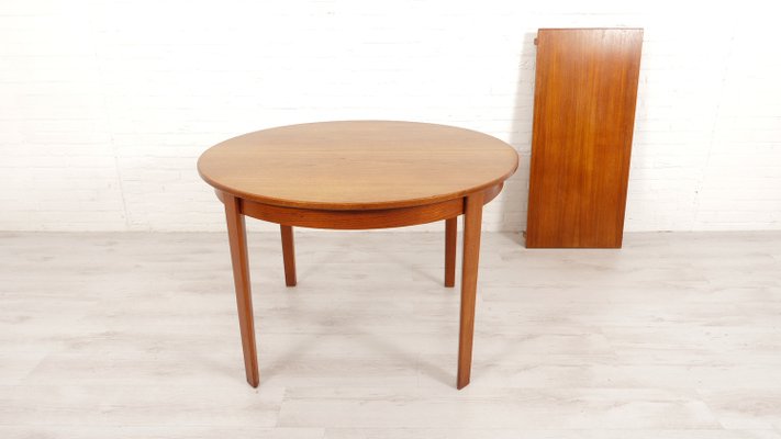 Vintage Teak Round Dining Table, 1950s-HPM-2031497