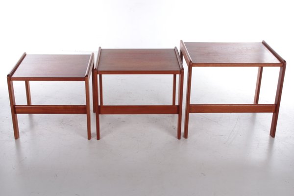 Vintage Teak Set of Side Tables, 1960s, Set of 3-EZZ-1112716