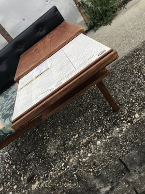 Vintage Teak Telephone Bench Unit with Vinyl Seat, 1960s-OXJ-938386