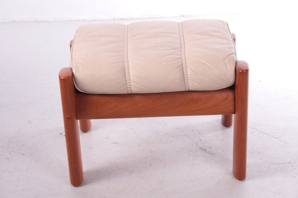 Vintage Teak with Leather Footrest, 1970-EZZ-1097920