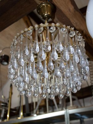 Vintage Teardrop Chandelier in Crystal Glass & Brass, 1960s-DEK-932771