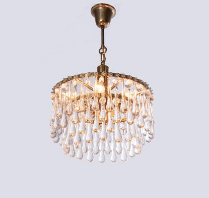 Vintage Teardrop Chandelier in Crystal Glass & Brass, 1960s-DEK-932771