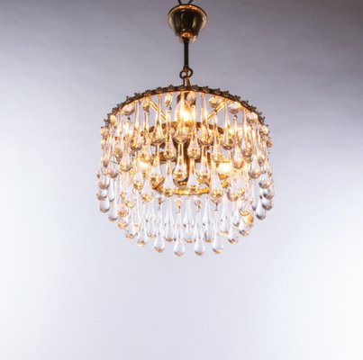 Vintage Teardrop Chandelier in Crystal Glass & Brass, 1960s-DEK-932771