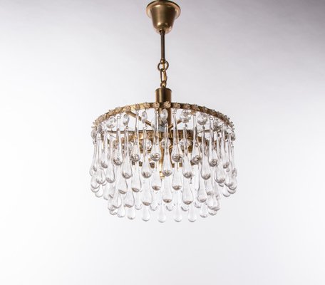 Vintage Teardrop Chandelier in Crystal Glass & Brass, 1960s-DEK-932771