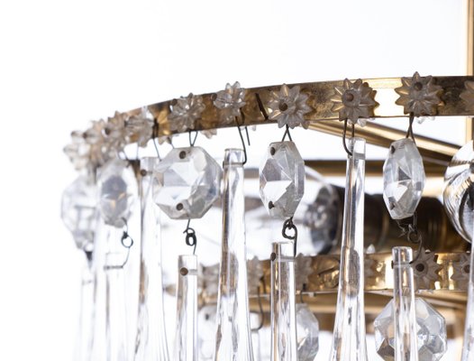 Vintage Teardrop Chandelier in Crystal Glass & Brass, 1960s-DEK-932771